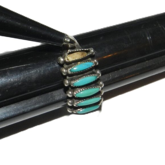 JANICE PALOMA NAVAJO ZUNI STERLING SILVER RING SIZE 7 TURQUOISE - Picture 10 of 10